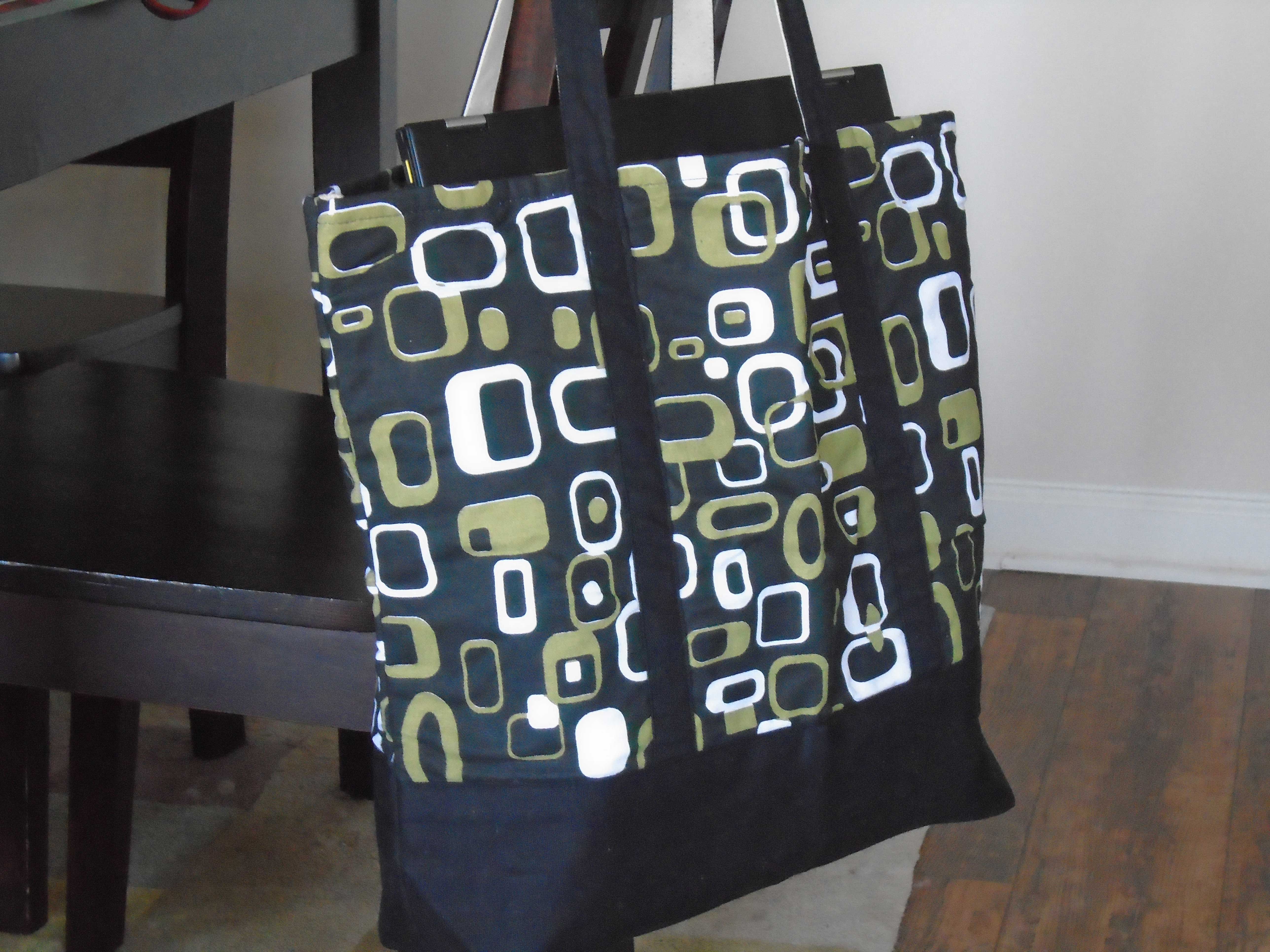 geometric canvas tote